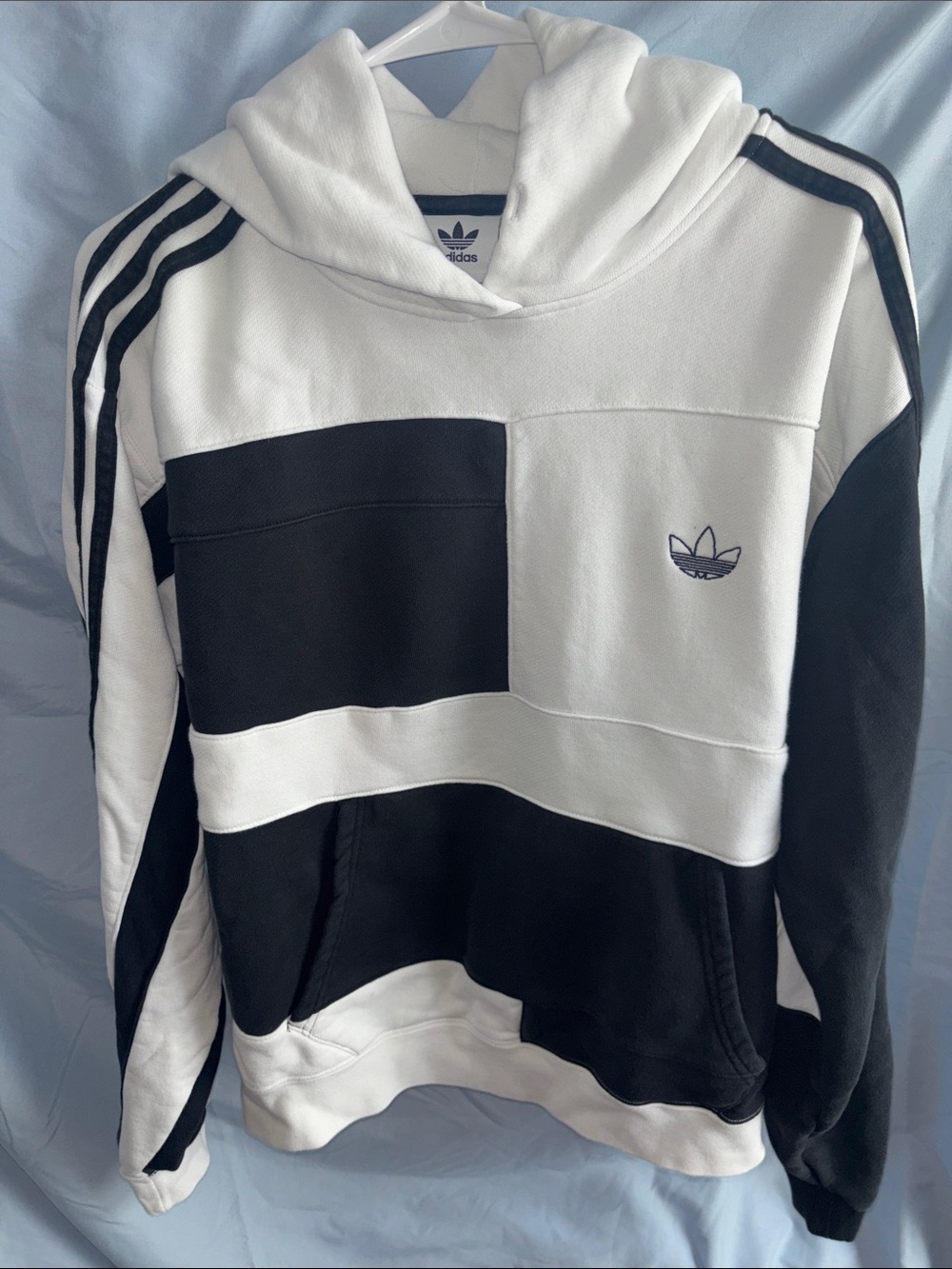 adidas Black and White Block Crewneck Hoodie
